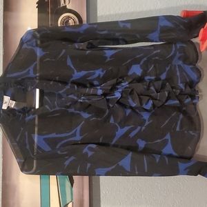 Worthington Black and Blue Sheer Blouse